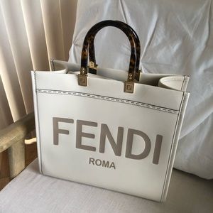 Fendi Sunshine Medium white leather shopper